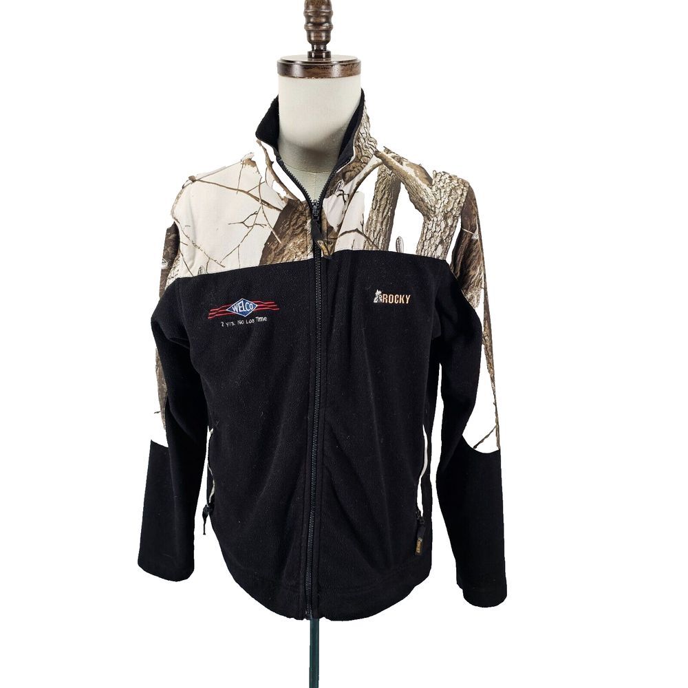 Rocky Silent Hunter Fleece Jacket Camo Full‎ Zip Pockets 609476 Black Size Large